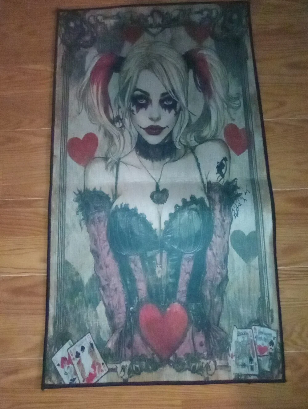 Harley Quinn Gothic Playing Card Floor Mat Rug / Wall Hanging Tapestry - 17